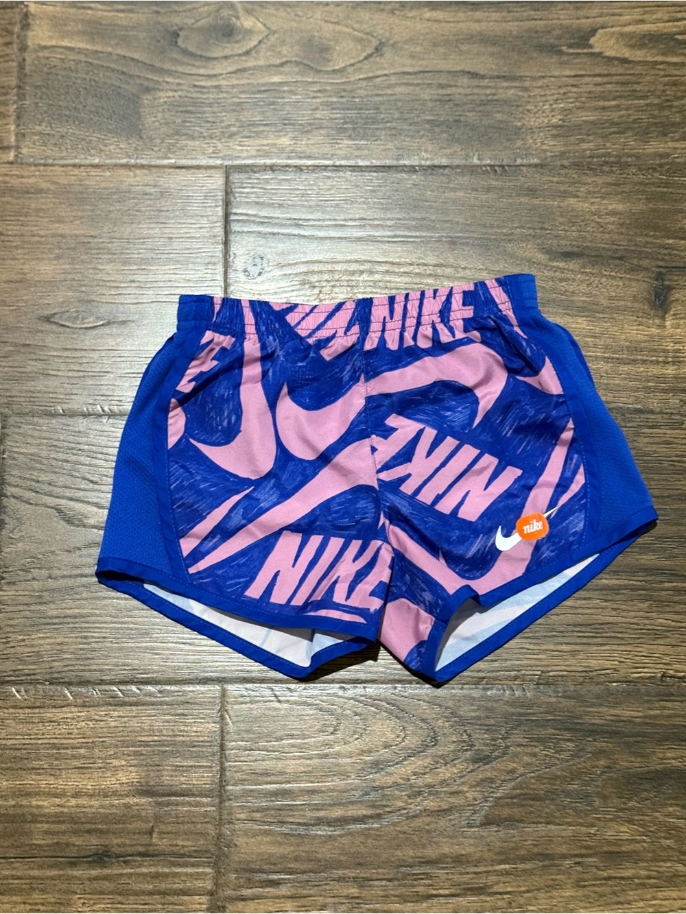 Nike Girls Running Shorts - Blue & Pink Graphic